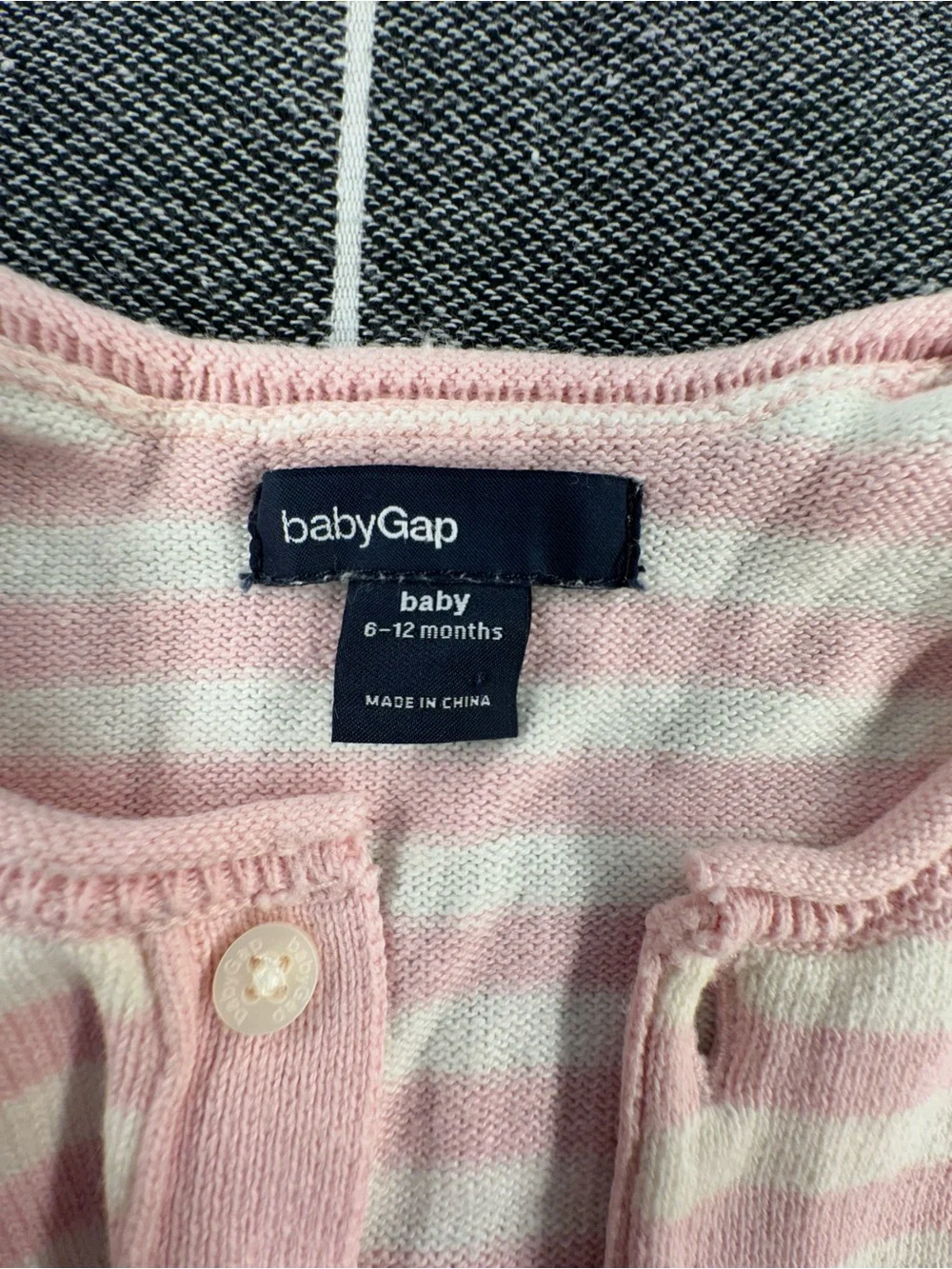 GAP baby pink and cream striped knit jumper